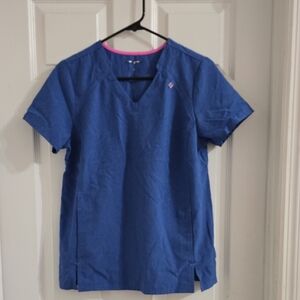Light blue Jean color scrub set.